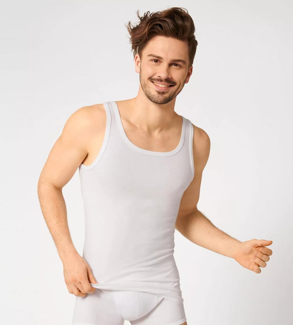 Sloggi Basic Vest Tank Top Białe | 51346-WDAX