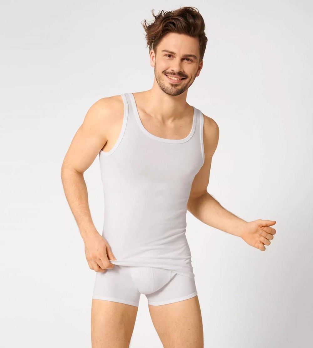 Sloggi Basic Vest Tank Top Białe | 51346-WDAX