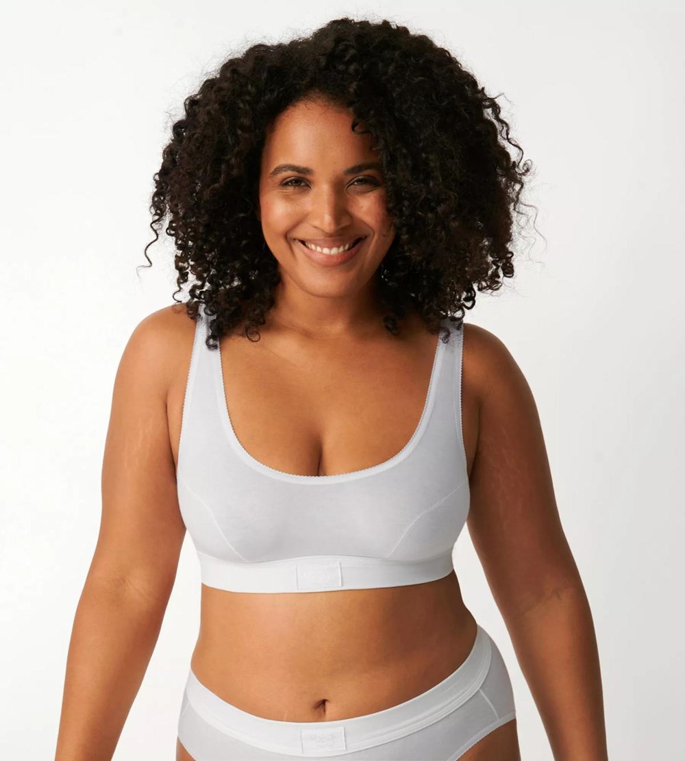 Sloggi Double Komfort Sports Top Białe | 60458-DCFQ