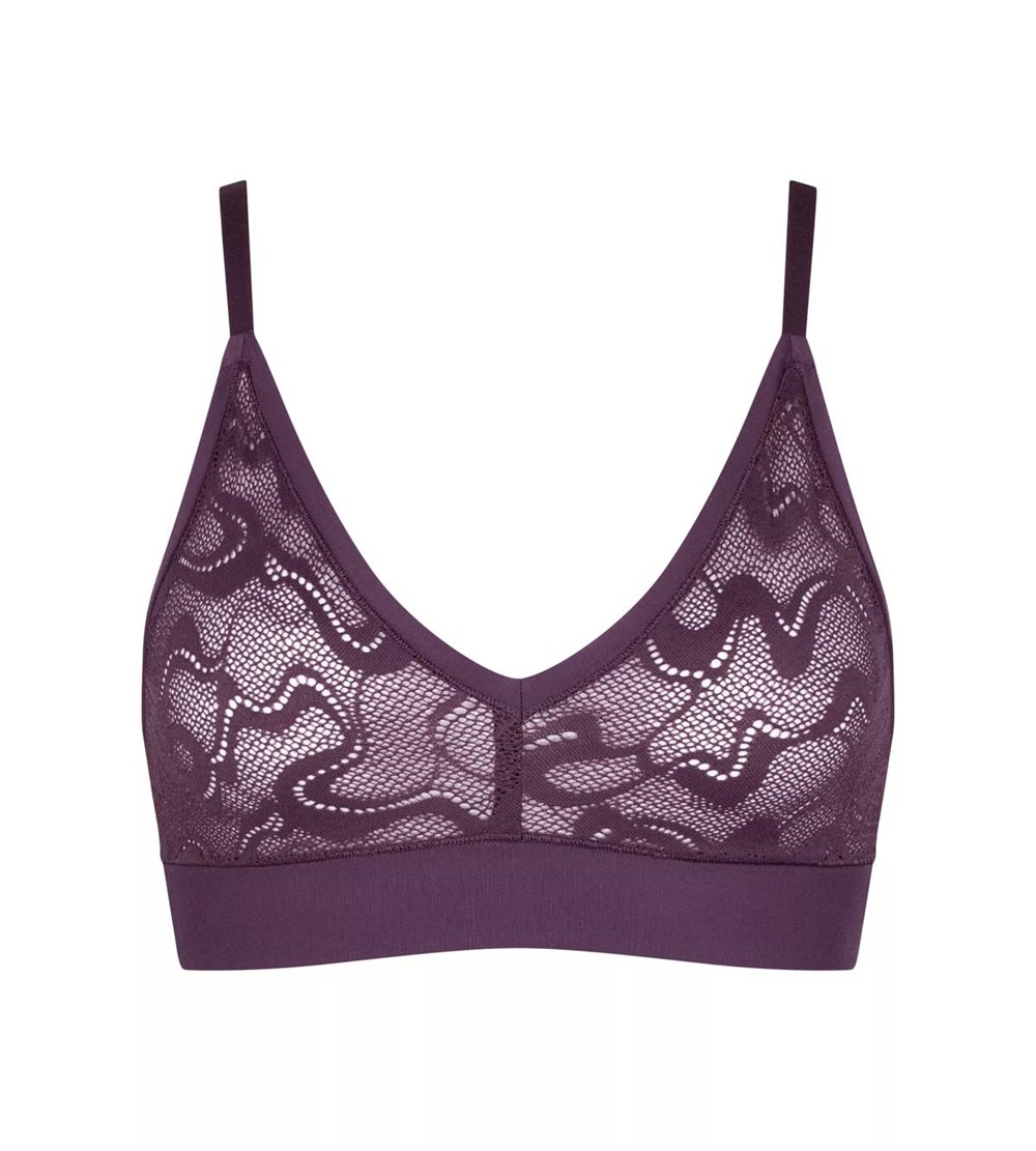 Sloggi Go Allround Koronkowe Bralette Plum | 74968-ABIE