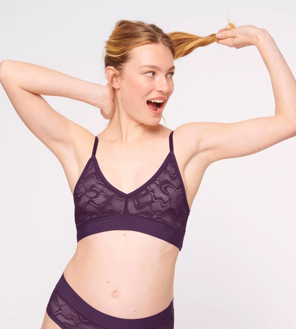 Sloggi Go Allround Koronkowe Bralette Plum | 74968-ABIE