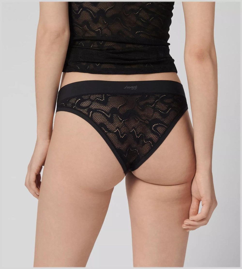 Sloggi Go Allround Koronkowe Mini Czarne | 52143-BDYN
