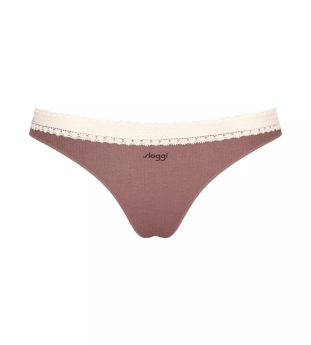 Sloggi Go Żebrowany Brazilian Brief Brązowe Głęboka | 03467-TNAJ