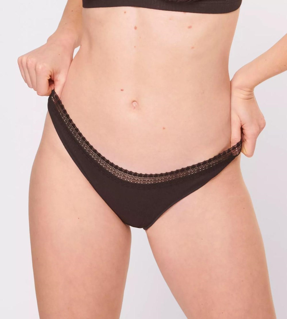 Sloggi Go Żebrowany Brazilian Brief Czarne | 24673-YGER