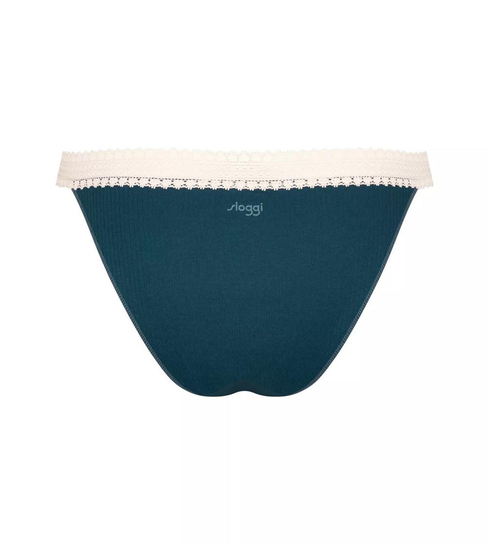 Sloggi Go Żebrowany Brazilian Brief Niebieskie Głęboka | 35129-RZKQ