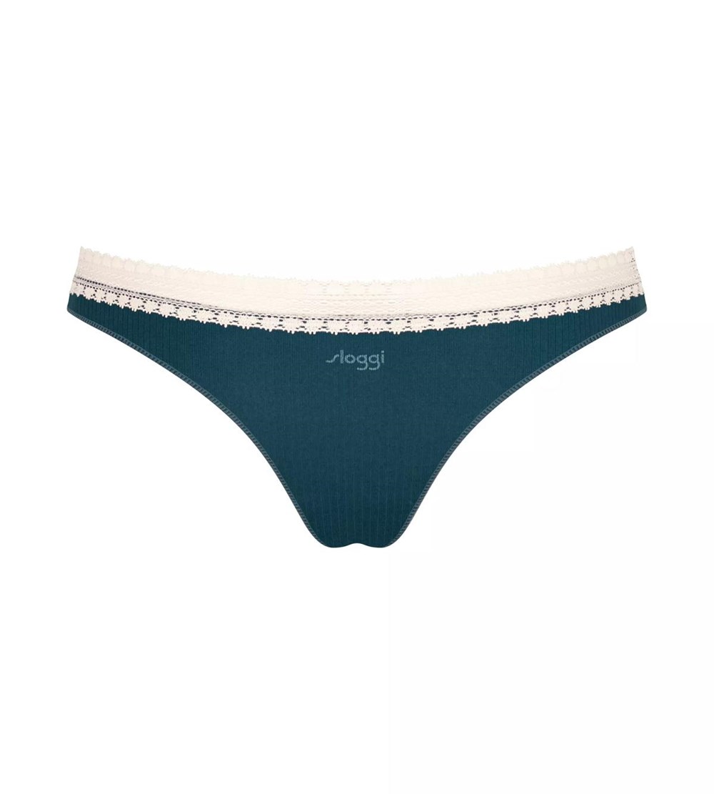 Sloggi Go Żebrowany Brazilian Brief Niebieskie Głęboka | 81069-MHUG