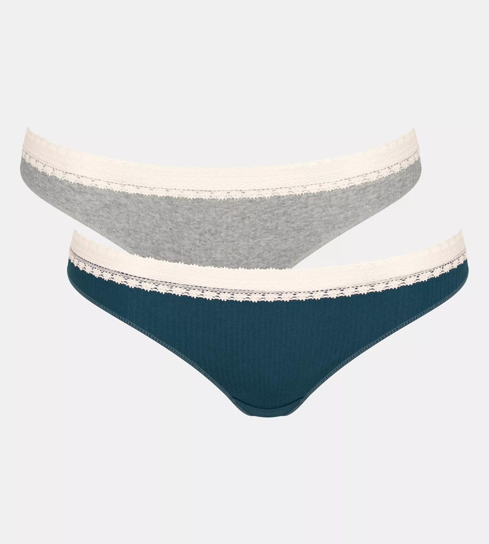 Sloggi Go Żebrowany Brazilian Brief Niebieskie Głęboka | 81069-MHUG