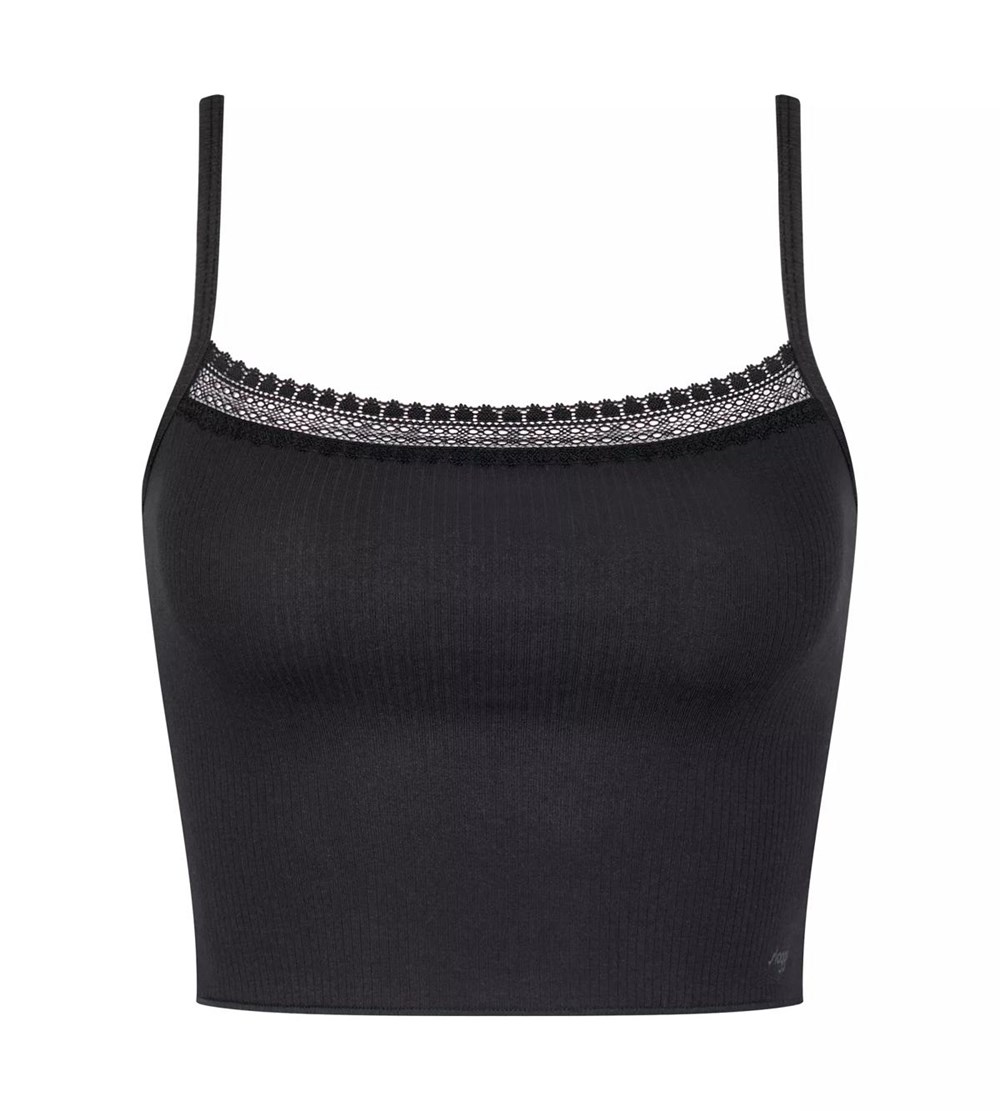 Sloggi Go Żebrowany Top With Spaghetti Straps Czarne | 38416-XAVE