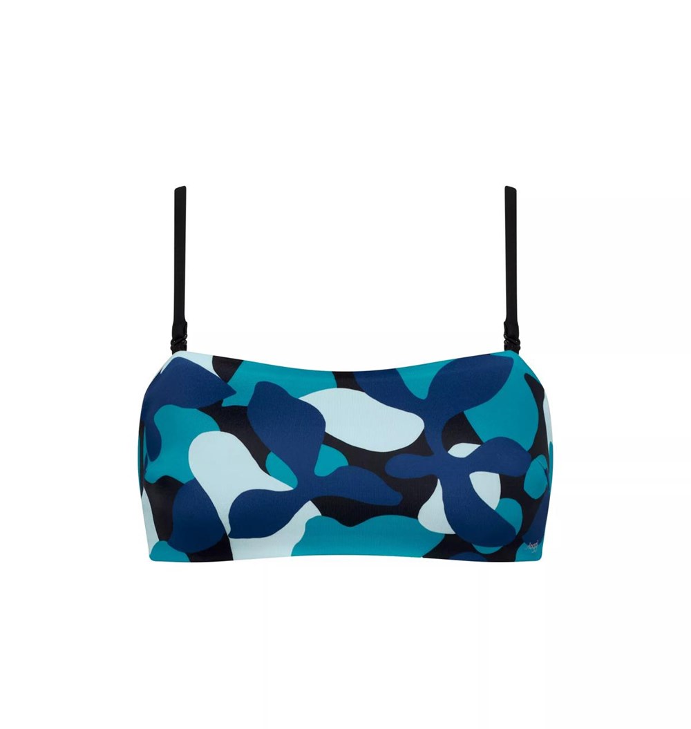Sloggi Shore Flower Horn Bikini Bandeau Niebieskie Ciemny | 75096-MLDO