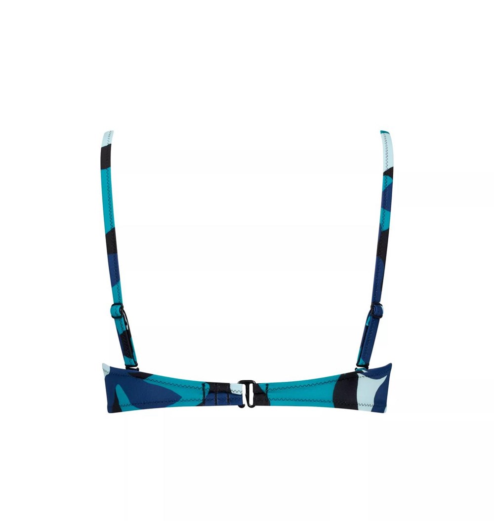 Sloggi Shore Flower Horn Bikini Top Watowany Niebieskie Ciemny | 94581-XMRY