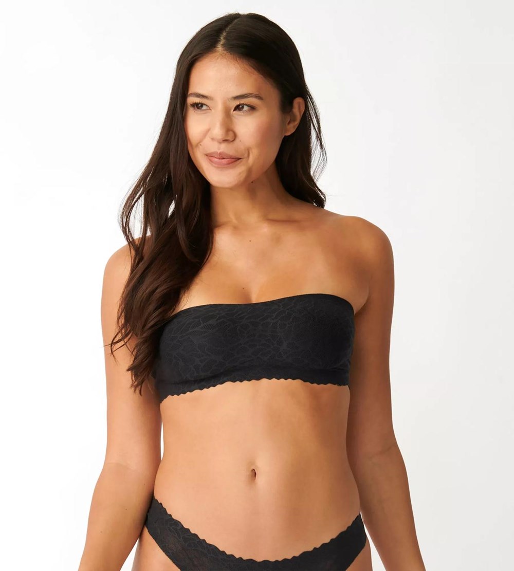 Sloggi Zero Feel Koronkowe Bandeau Czarne | 51072-NUXI