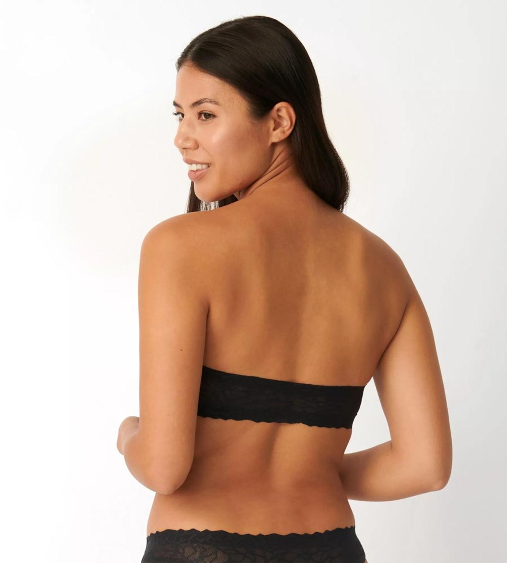 Sloggi Zero Feel Koronkowe Bandeau Czarne | 51072-NUXI