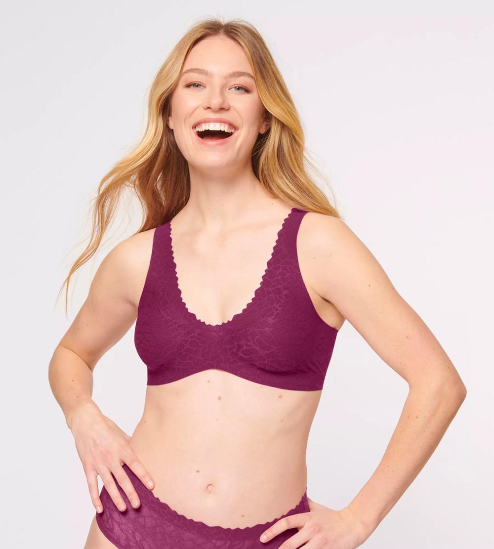 Sloggi Zero Feel Koronkowe Bralette Wine | 39614-ZFLS