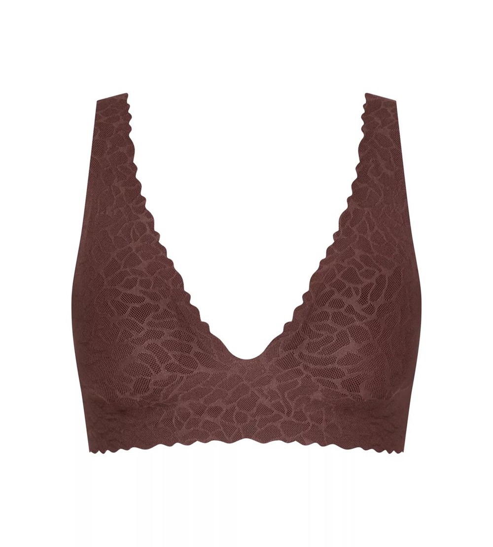 Sloggi Zero Feel Koronkowe Longline Top Brązowe | 42153-KBRV