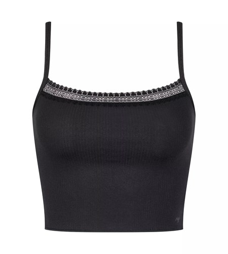 Sloggi Go Żebrowany Top With Spaghetti Straps Czarne | 38416-XAVE